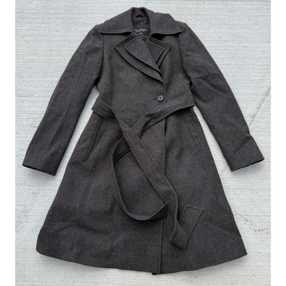All Saints Spitalfields Wool Trench Coat Gray Size 10 Women's Cotton Lined Belt